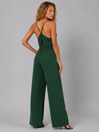 Lunoria | Mouwloze Jumpsuit met V-Hals en Wijde Pijpen