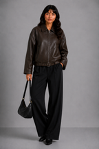 Lunoria | Jas met Leren Look en Relaxte Pasvorm