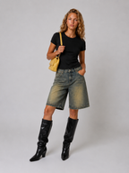 Lunoria | Hoge Taille Denim Shorts met Relaxte Pasvorm