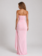 Lunoria | Strapless Maxi Jurk met Zijstrik en Elegante Split