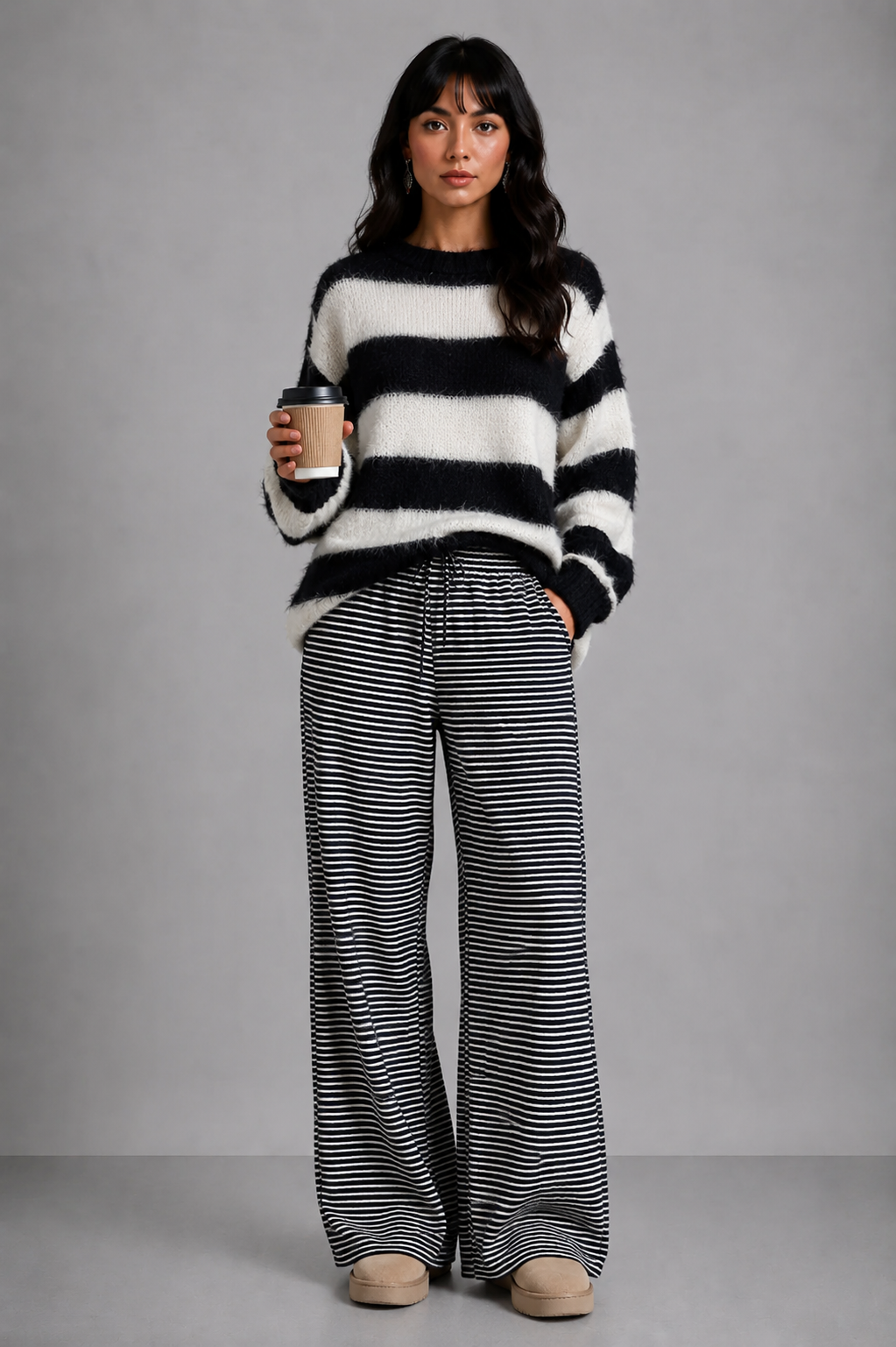 Lunoria | Gestreepte Loungebroek met Relaxte Pasvorm en Comfortabele Stretch
