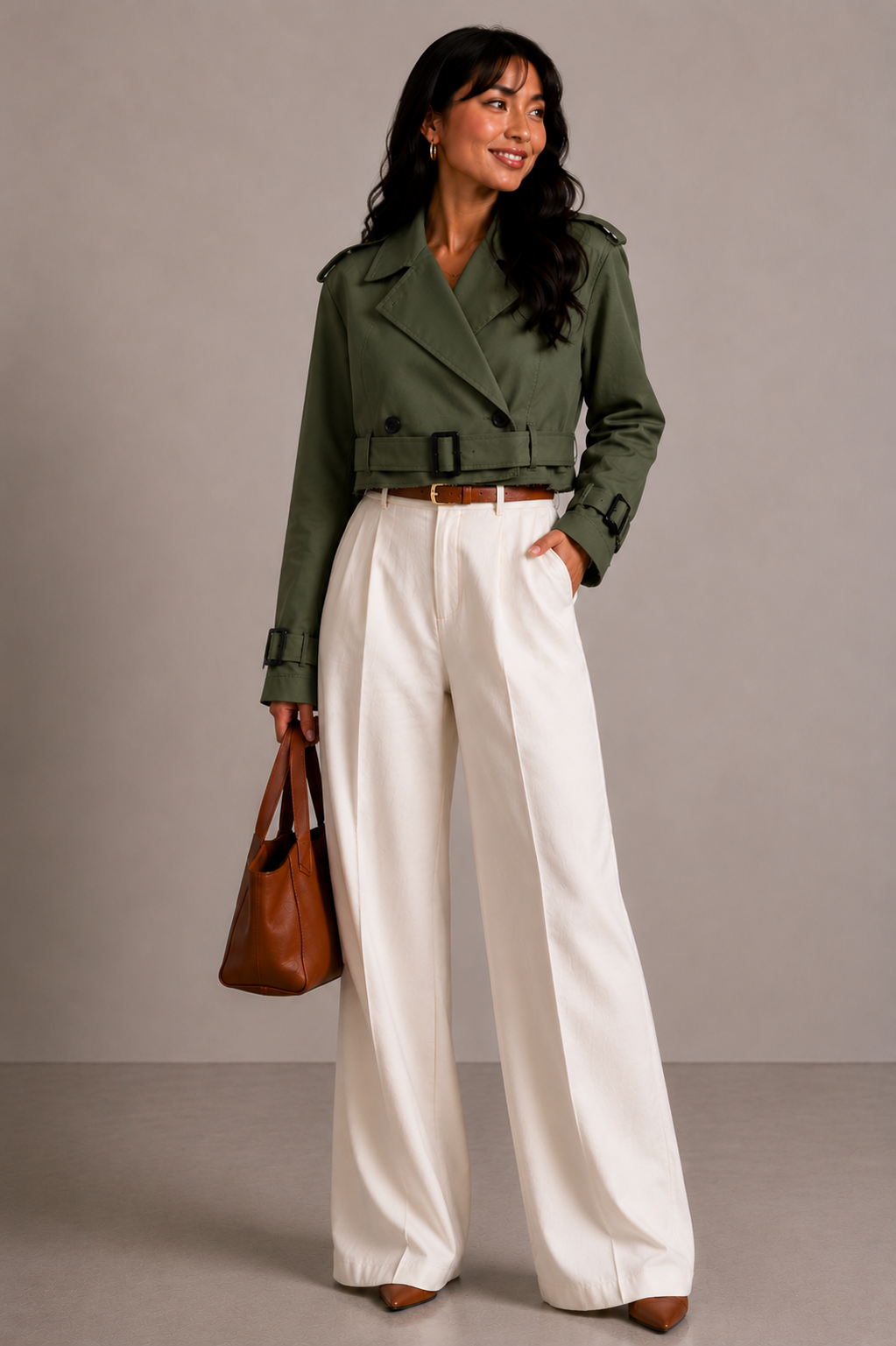 Lunoria | Cropped Trenchcoat met Tijdloze Elegantie en Moderne Pasvorm