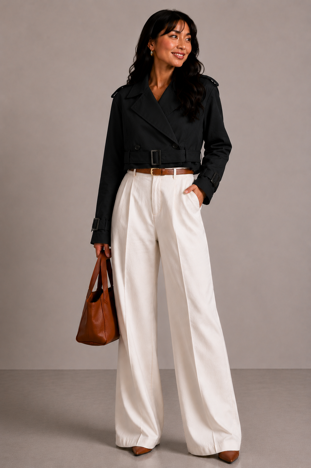 Lunoria | Cropped Trenchcoat met Tijdloze Elegantie en Moderne Pasvorm