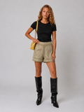 Lunoria | Linnen Shorts met Bloemenborduursel en Hoge Taille