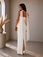 Lunoria | Strapless Avondjurk met Elegant Sjaaldetail