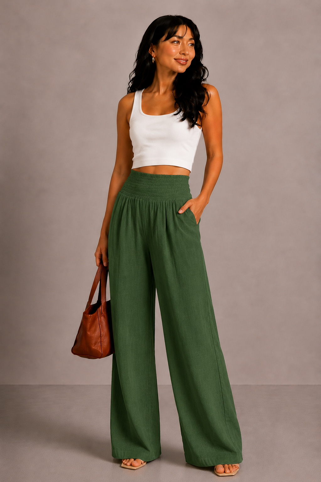 Lunoria | Comfortabele High-Waist Broek met Wijde Pijpen