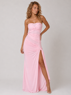 Lunoria | Strapless Maxi Jurk met Zijstrik en Elegante Split