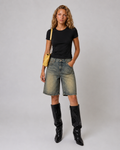Lunoria | Hoge Taille Denim Shorts met Relaxte Pasvorm