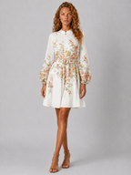 Lunoria | Mini Jurk met Bloemenprint en Pofmouwen