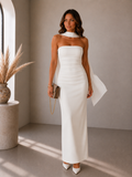 Lunoria | Strapless Avondjurk met Elegant Sjaaldetail