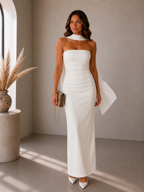 Lunoria | Strapless Avondjurk met Elegant Sjaaldetail