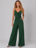 Lunoria | Mouwloze Jumpsuit met V-Hals en Wijde Pijpen