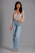Lunoria | Glamour Blouse met Pailletten en Elegante Ballonmouwen