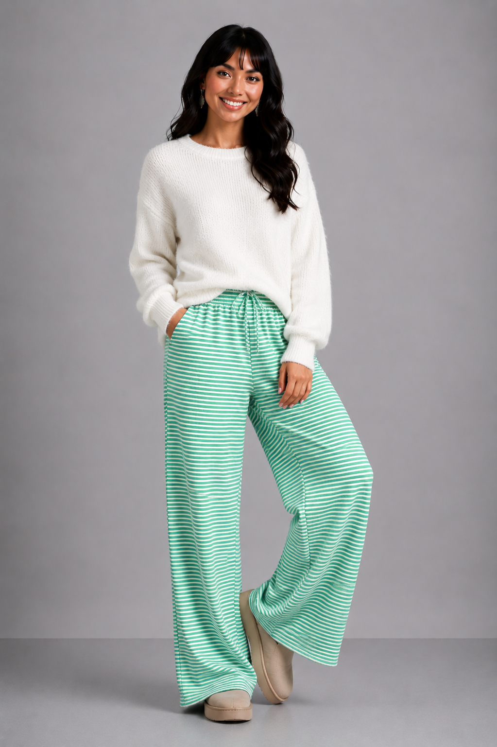Lunoria | Gestreepte Loungebroek met Relaxte Pasvorm en Comfortabele Stretch
