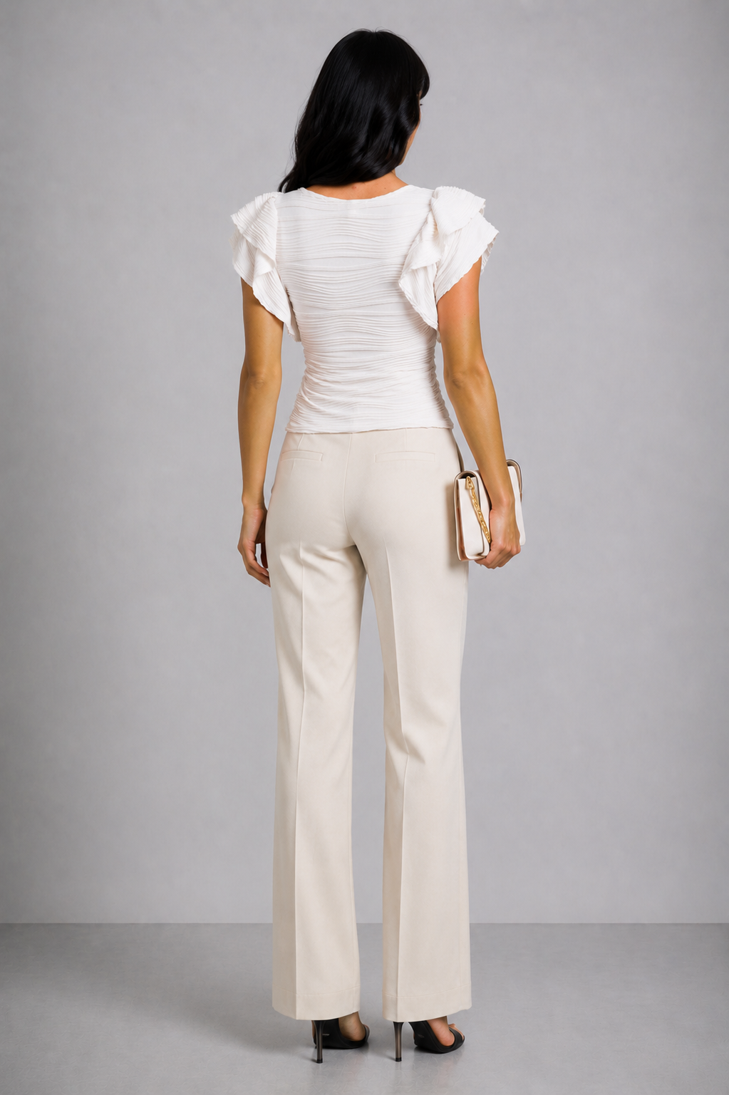 Lunoria | Elegante Top met Textuur en Vrouwelijke Ruches