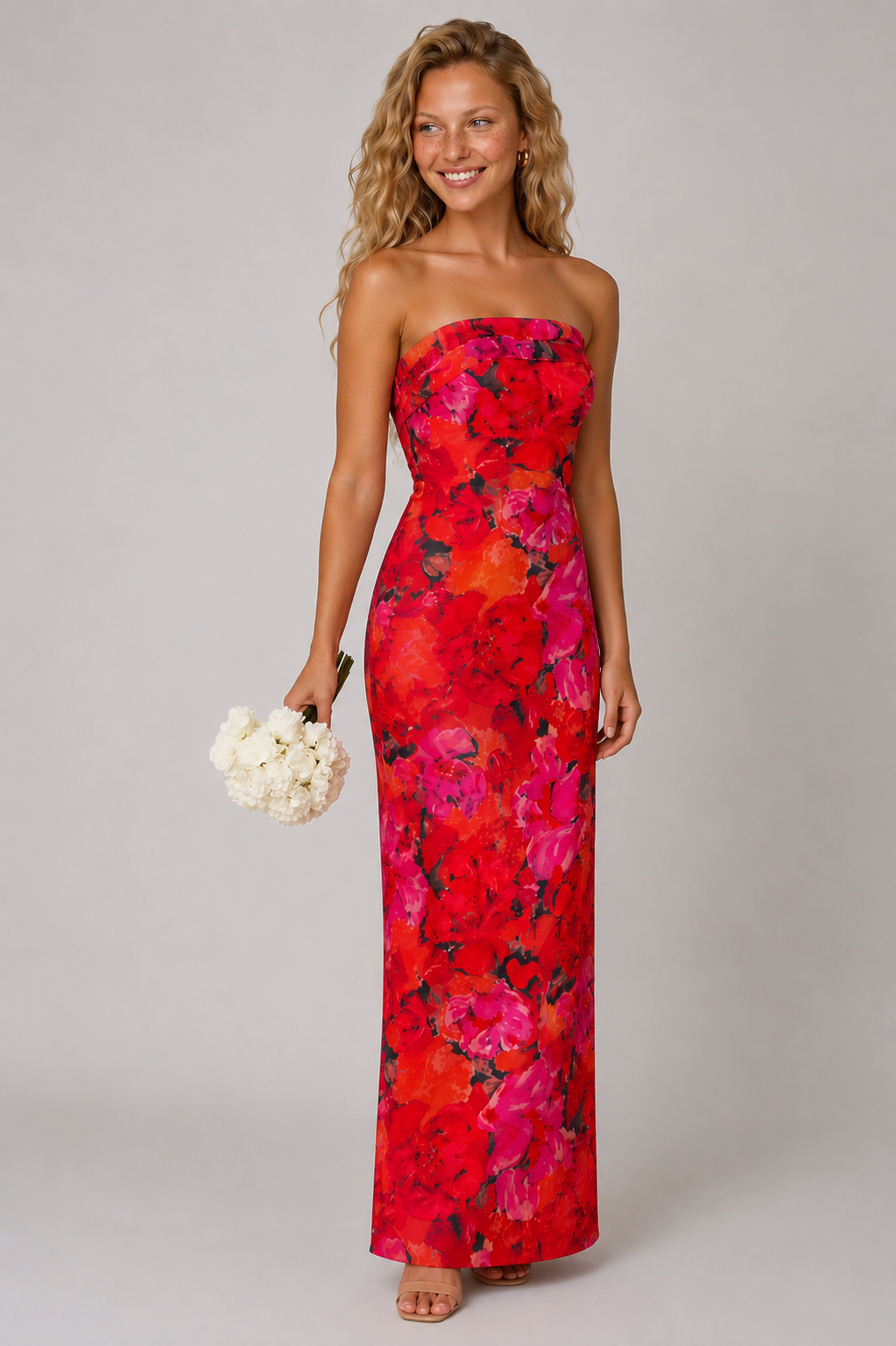 Lunoria | Florale Bandeau Maxijurk met Elegante Pasvorm