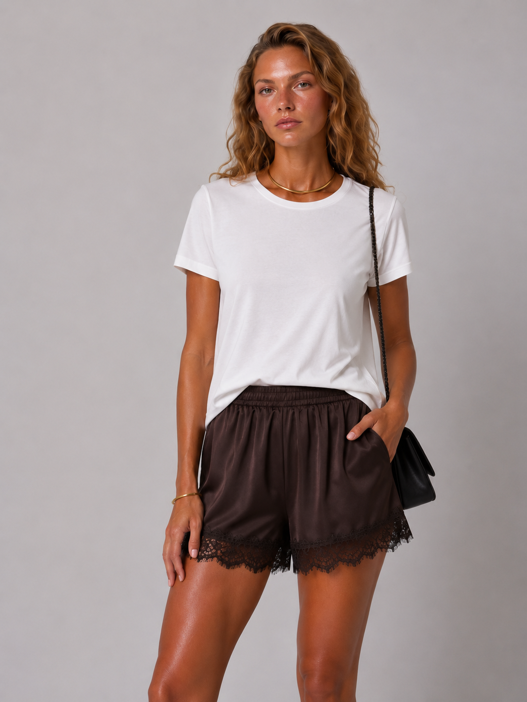 Lunoria | Kanten Shorts met Elastische Taille en Elegante Uitstraling