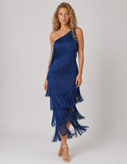 Lunoria | Jurk met Franjes en Halve Mouwen voor een Glamoureuze Look