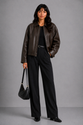 Lunoria | Jas met Leren Look en Relaxte Pasvorm