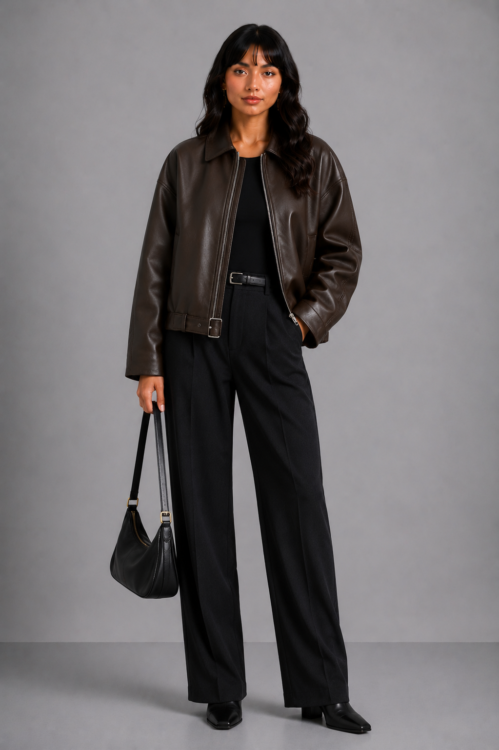 Lunoria | Jas met Leren Look en Relaxte Pasvorm