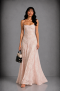 Lunoria | Elegante Maxi Jurk met Open Rug en Geborduurde Details