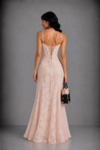 Lunoria | Elegante Maxi Jurk met Open Rug en Geborduurde Details