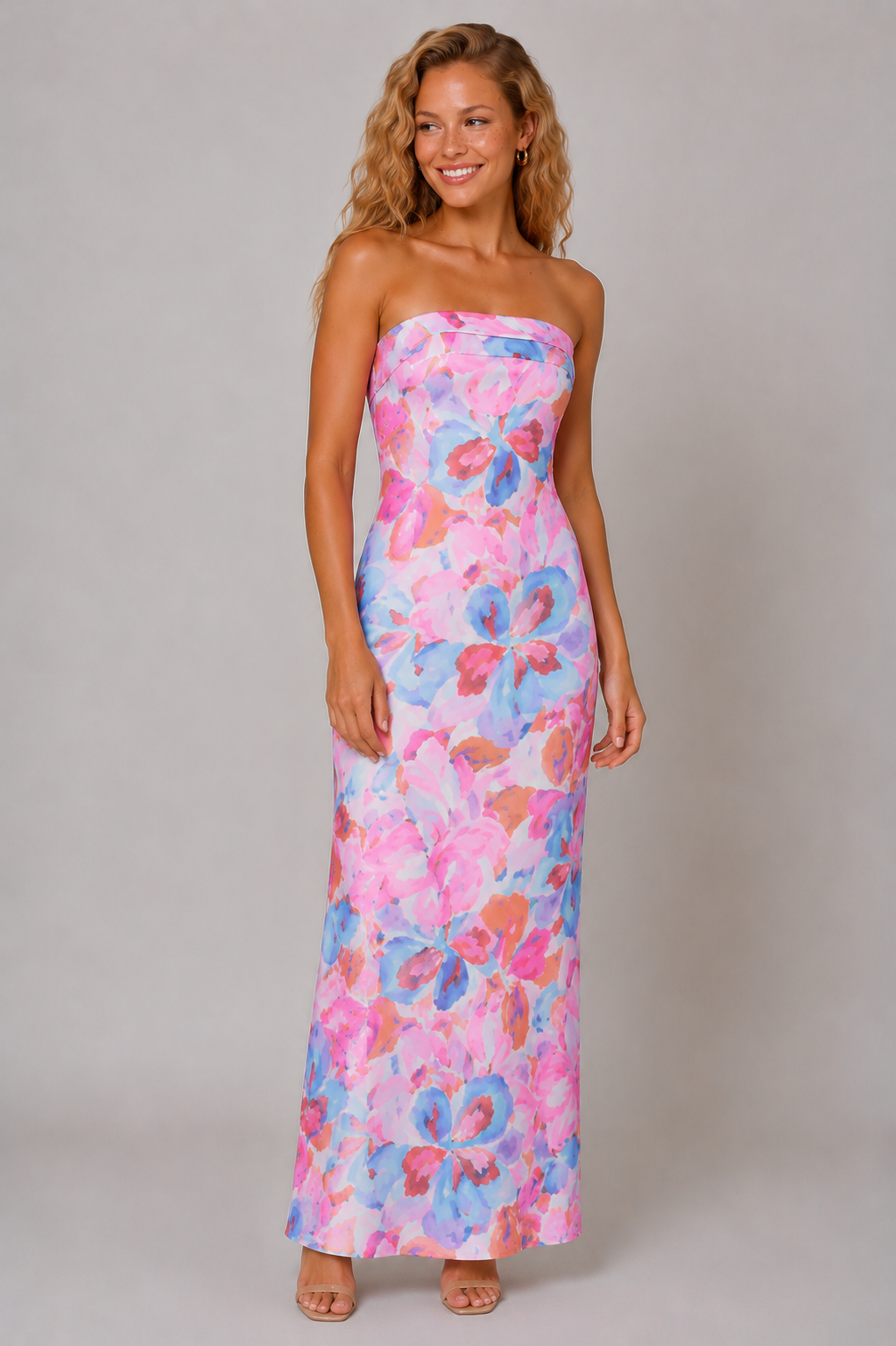 Lunoria | Florale Bandeau Maxijurk met Elegante Pasvorm