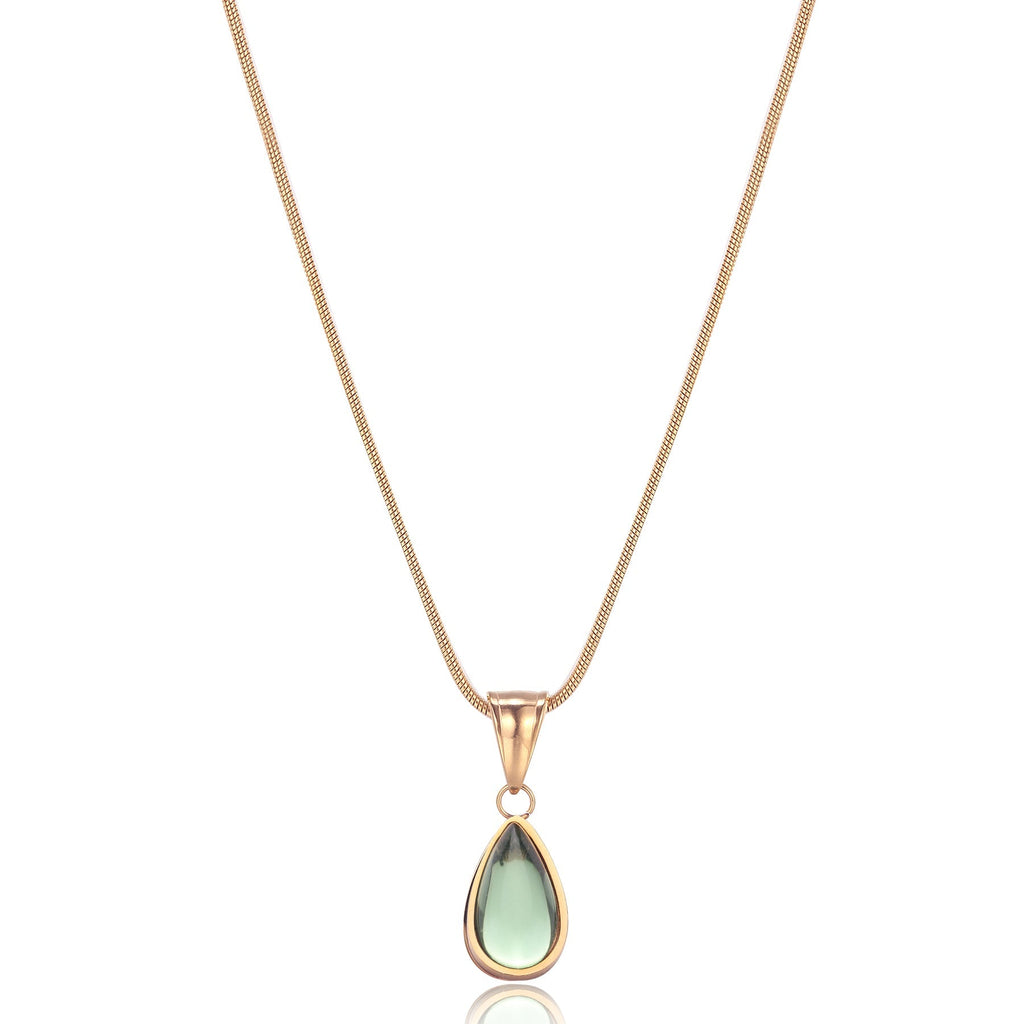 Lunoria | Goudkleurige Ketting met Olijfsteen Hanger