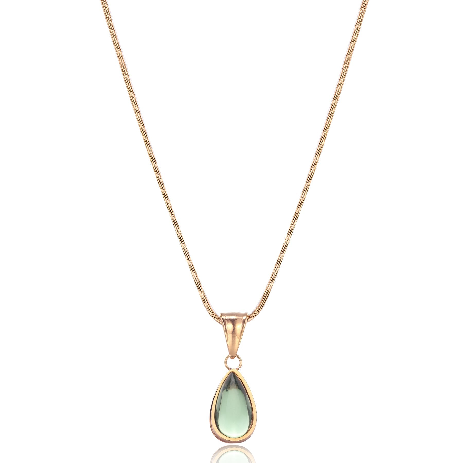 Lunoria | Goudkleurige Ketting met Olijfsteen Hanger