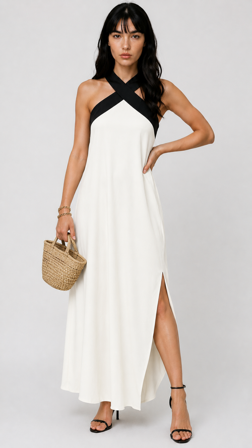 Lunoria | Elegante Casual Jurk met Kruisband