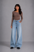Lunoria | Wijde Jeans met Hoge Taille en Relaxte Pasvorm