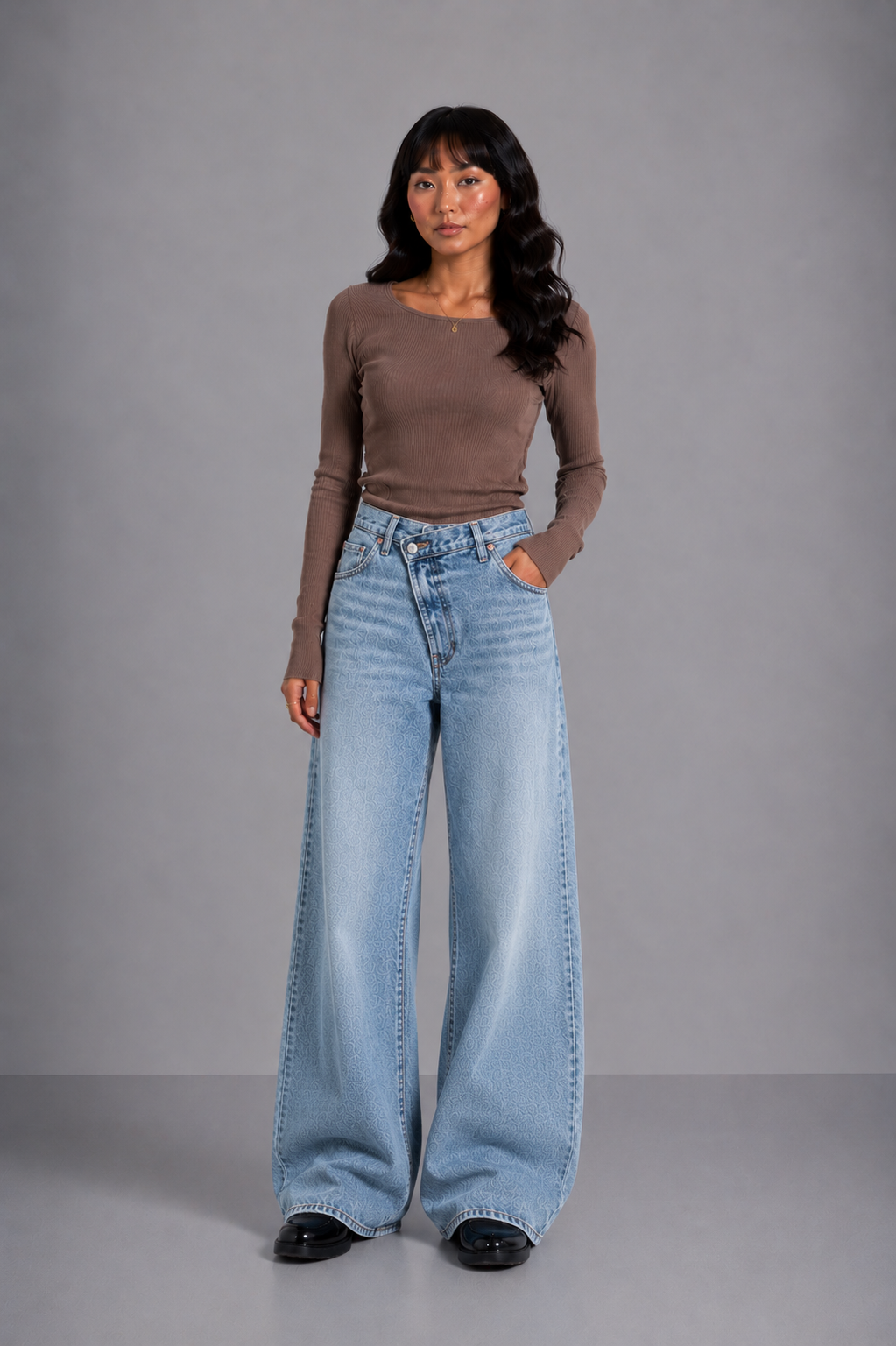 Lunoria | Wijde Jeans met Hoge Taille en Relaxte Pasvorm