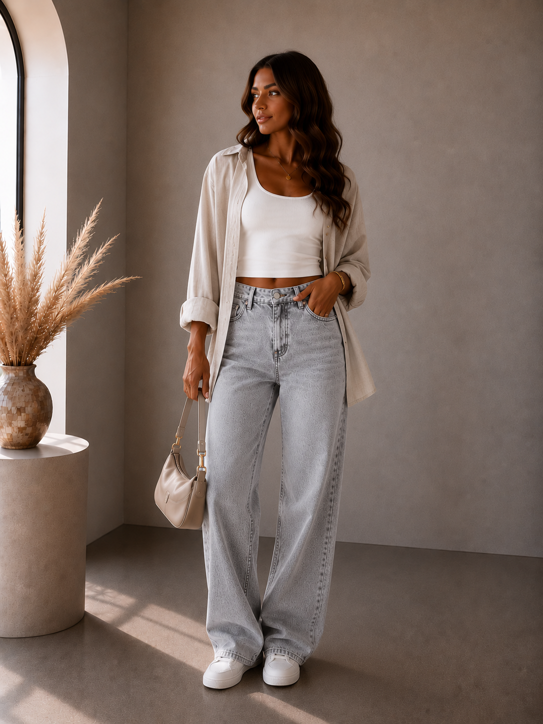 Lunoria | High Waist Wide Leg Jeans met Vintage Wassing