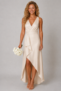 Lunoria | Asymmetrische Midi Jurk met Diepe V-Hals