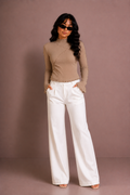 Lunoria | Asymmetrische Slim Fit Top met Ruches en Standkraag