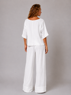 Lunoria | Linnen Set met Cropped Top en Wijde Broek