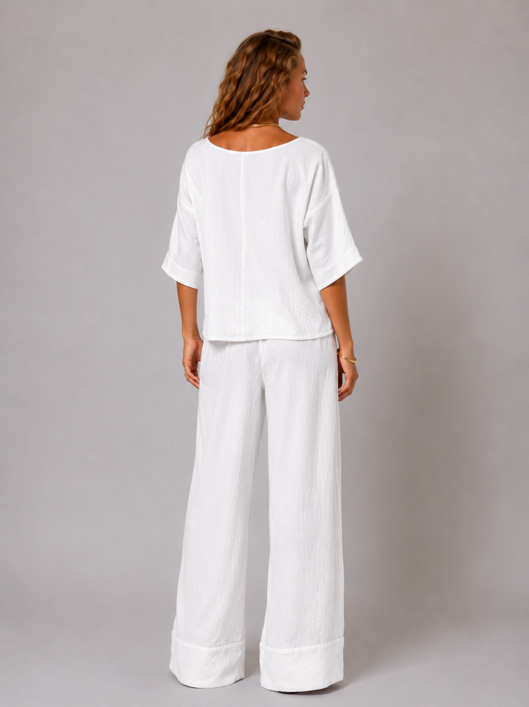 Lunoria | Linnen Set met Cropped Top en Wijde Broek
