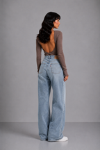 Lunoria | Wijde Jeans met Hoge Taille en Relaxte Pasvorm