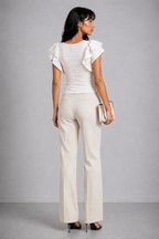 Lunoria | Elegante Top met Textuur en Vrouwelijke Ruches