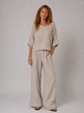 Lunoria | Linnen Set met Cropped Top en Wijde Broek