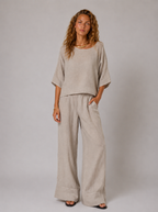 Lunoria | Linnen Set met Cropped Top en Wijde Broek
