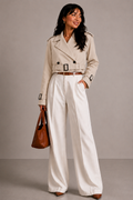 Lunoria | Cropped Trenchcoat met Tijdloze Elegantie en Moderne Pasvorm