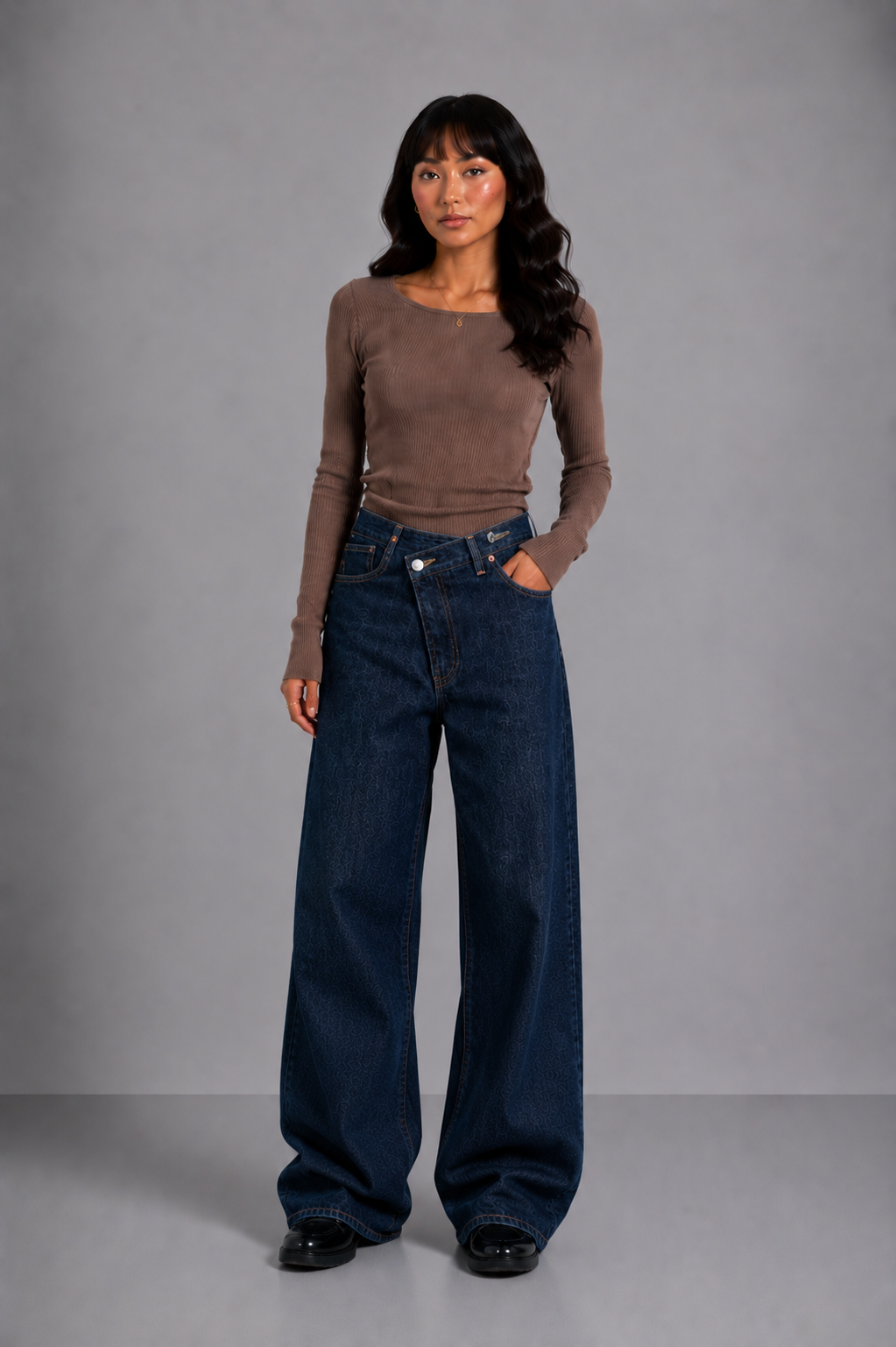 Lunoria | Wijde Jeans met Hoge Taille en Relaxte Pasvorm