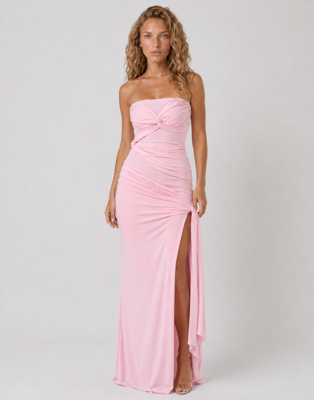 Lunoria | Strapless Maxi Jurk met Zijstrik en Elegante Split