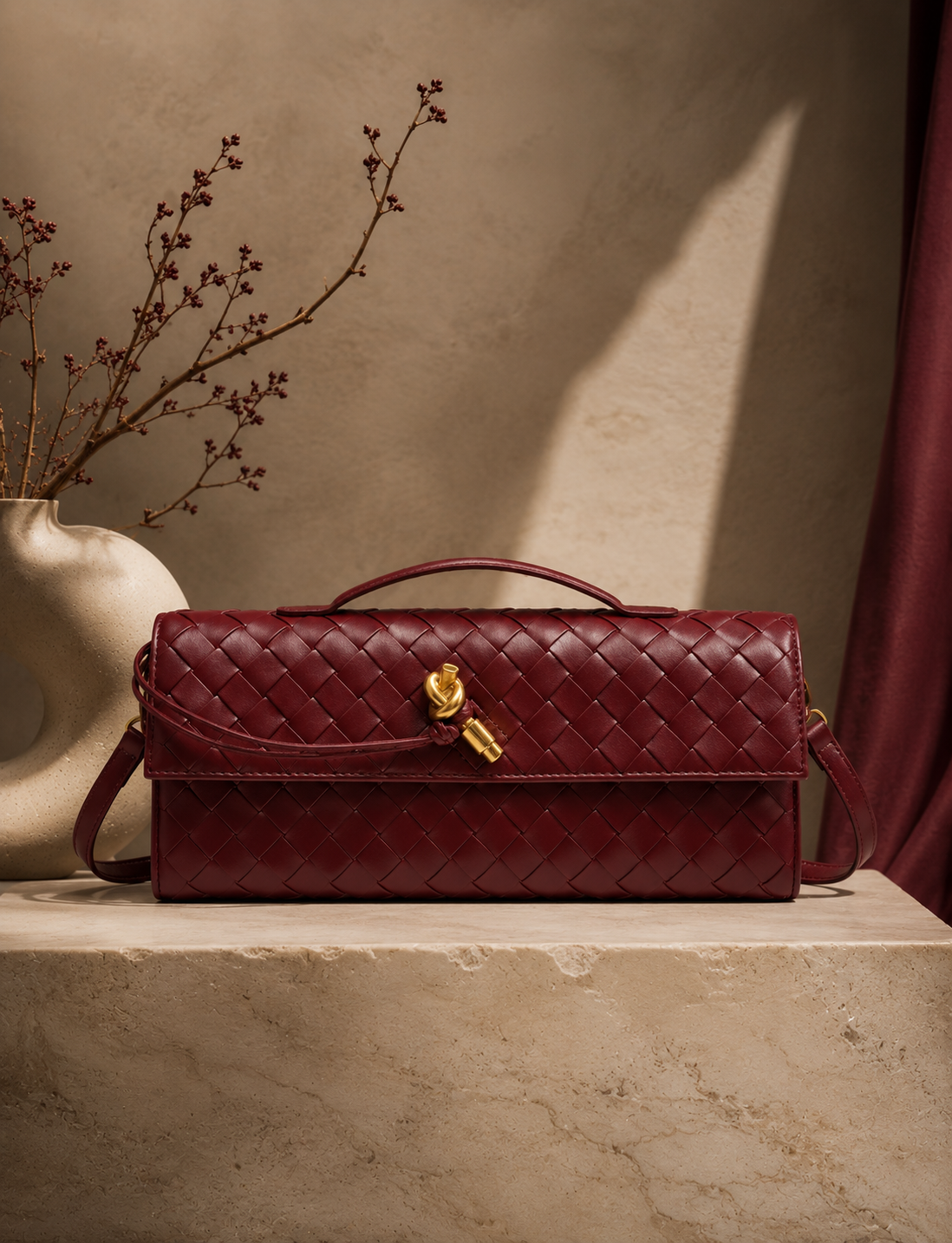 Lunoria | Gevlochten Tas met Luxe Gevlochten Design en Gouden Details