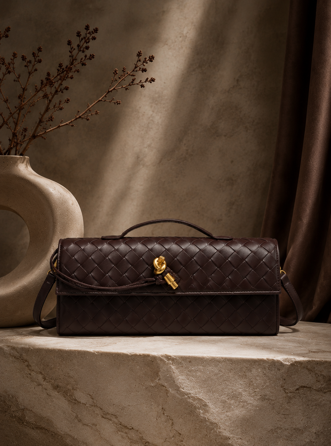 Lunoria | Gevlochten Tas met Luxe Gevlochten Design en Gouden Details