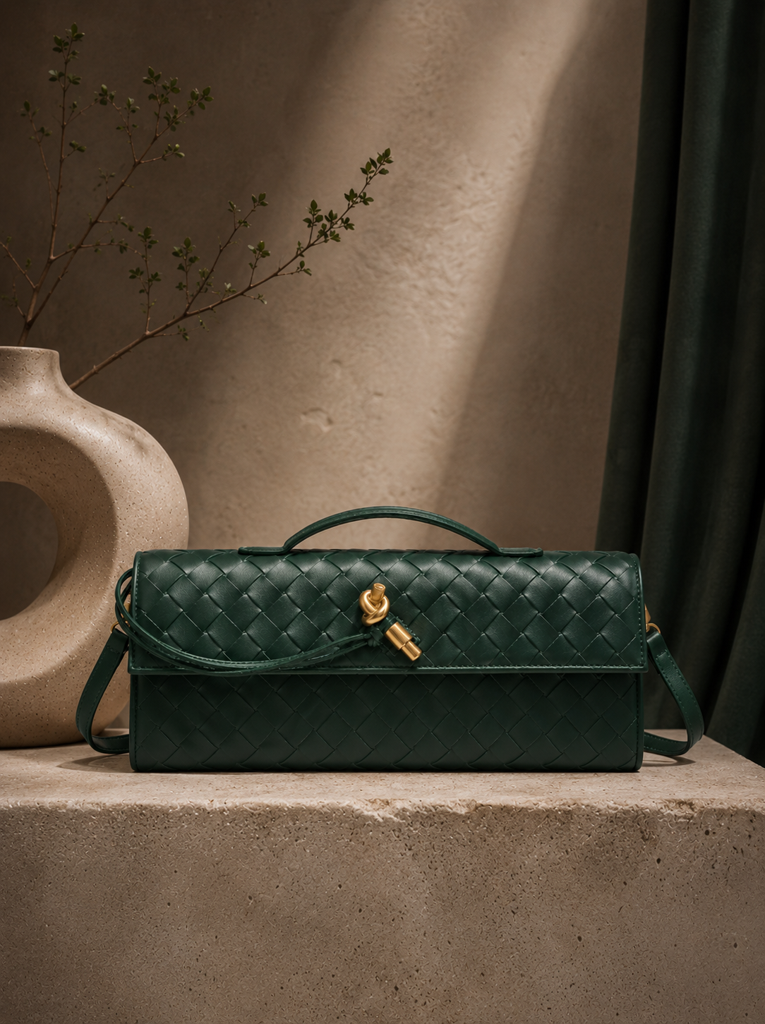 Lunoria | Gevlochten Tas met Luxe Gevlochten Design en Gouden Details