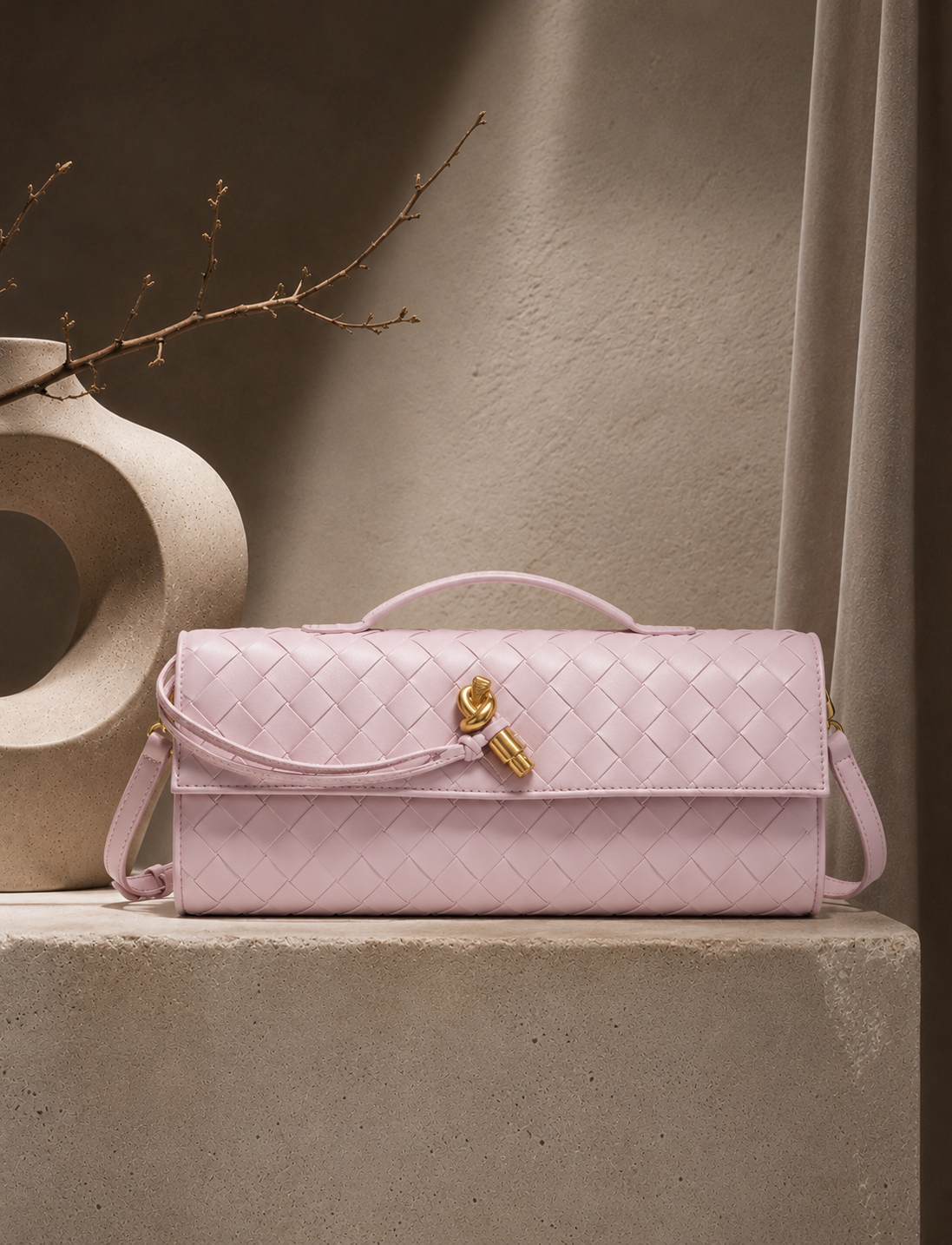 Lunoria | Gevlochten Tas met Luxe Gevlochten Design en Gouden Details