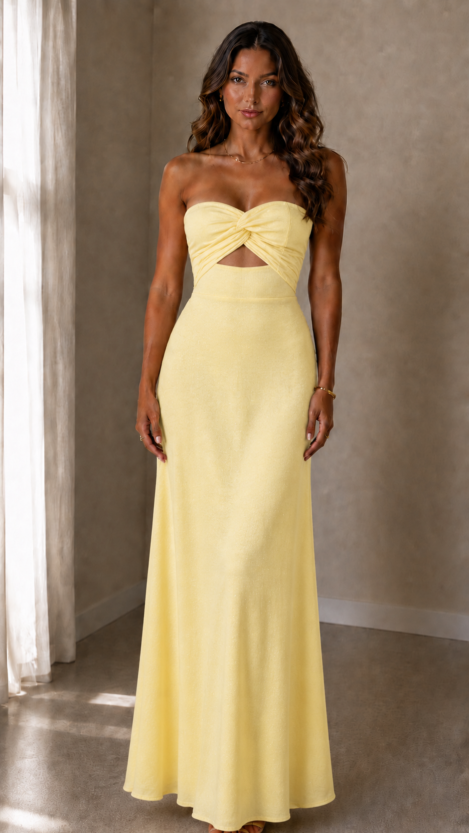 Lunoria | Elegante Off Shoulder Maxi Jurk met Drapering