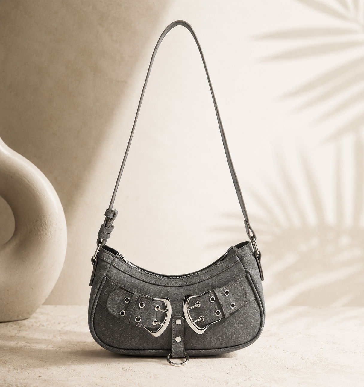 Lunoria | Stoere Vegan Leren Mini Schoudertas met Trendy Design
